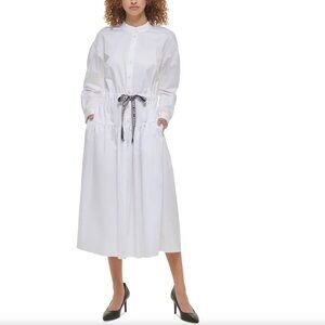 KARL LAGERFELD PARIS Women's Cotton Tie-Waist Maxi Dress pre-owned